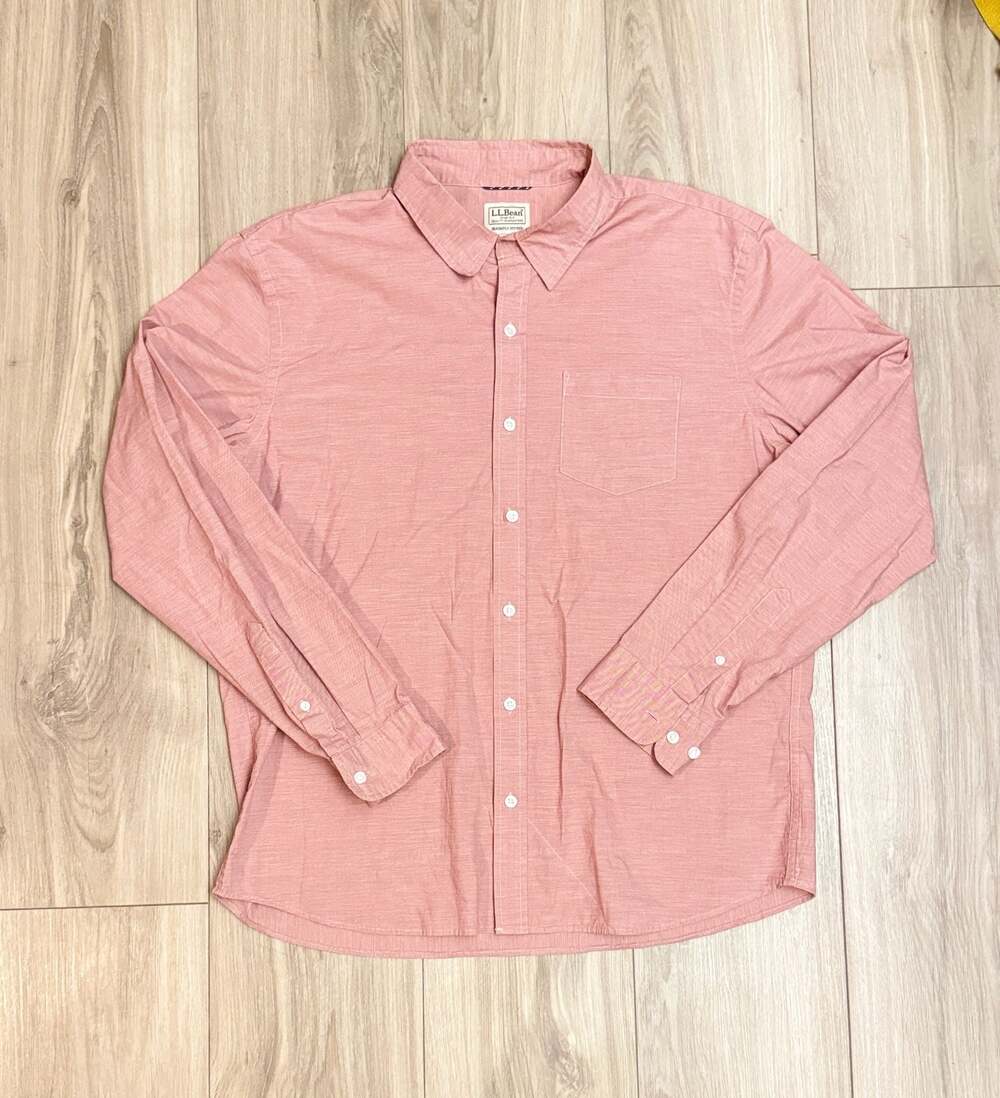 L.L. Bean Slightly Fitted Long-Sleeve Button-Up Shirt, Pink